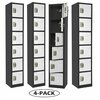 Adiroffice Large 6 Door Locker, Black Body With White Doors, 4PK ADI629-206-B-W-PKG-4